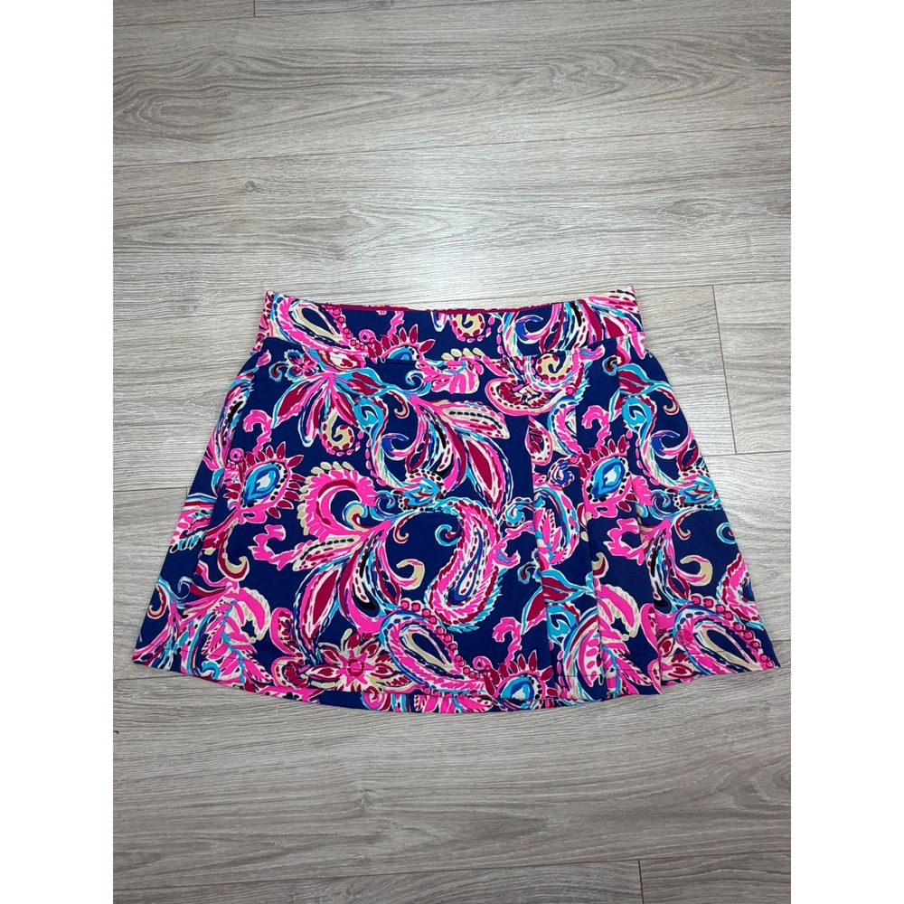 Lilly Pulitzer Luxletic Delaynee High Rise Skort UPF 50 Mulit Flitting Sz L NWOT